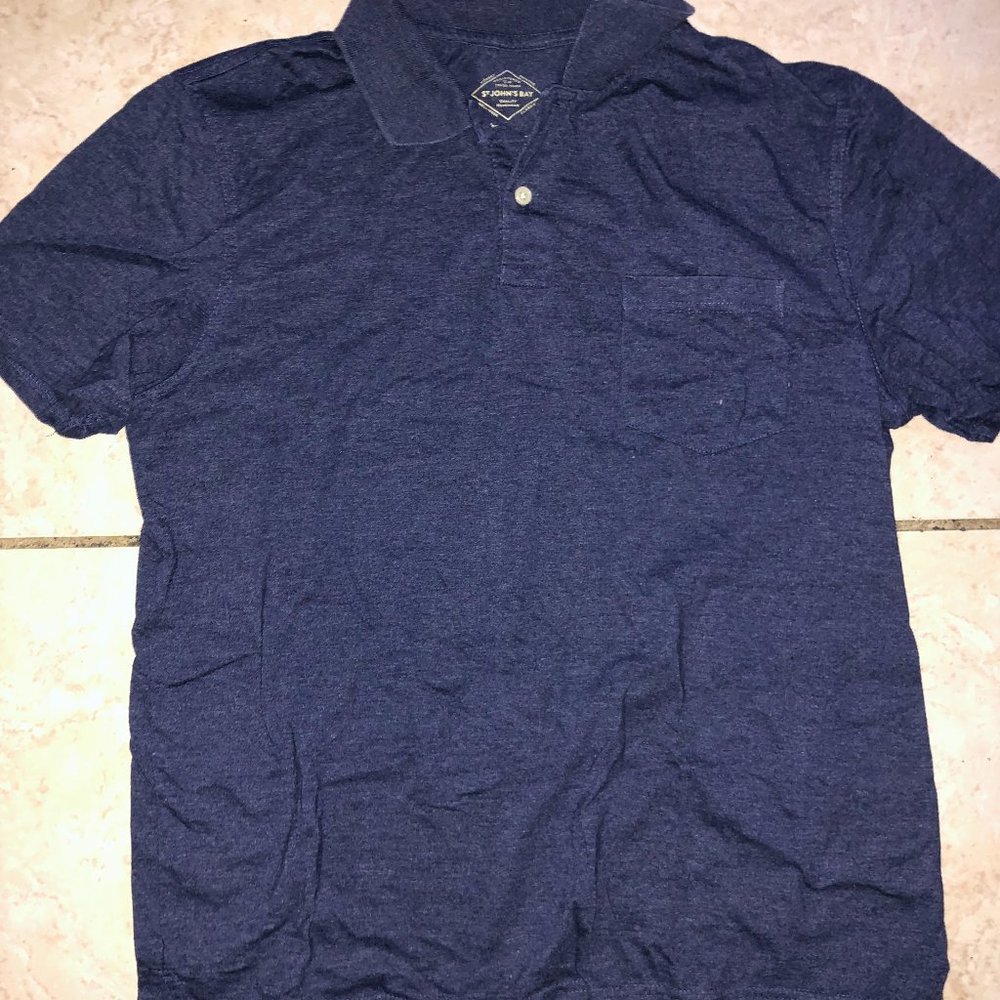 ST JOHNS BAY POLO SHIRT BLUE SIZE M VINTAGE Short Sleeve Pocket